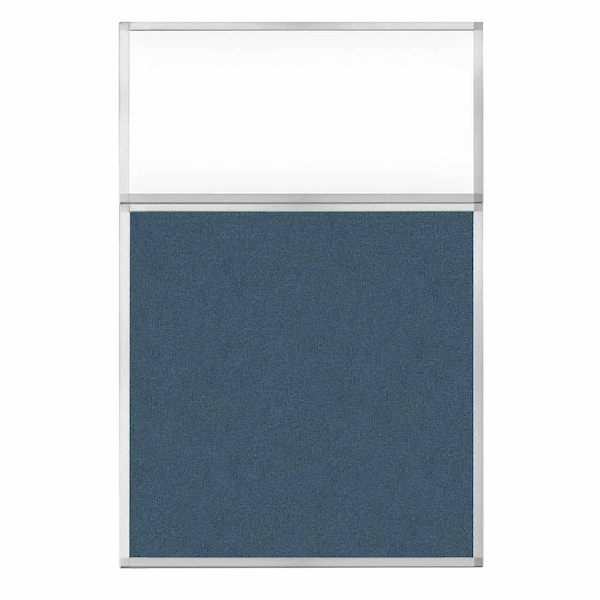 Hush Panel Configurable Cubicle Partition 4' x 6' W/ Window Caribbean Fabric Clear Window